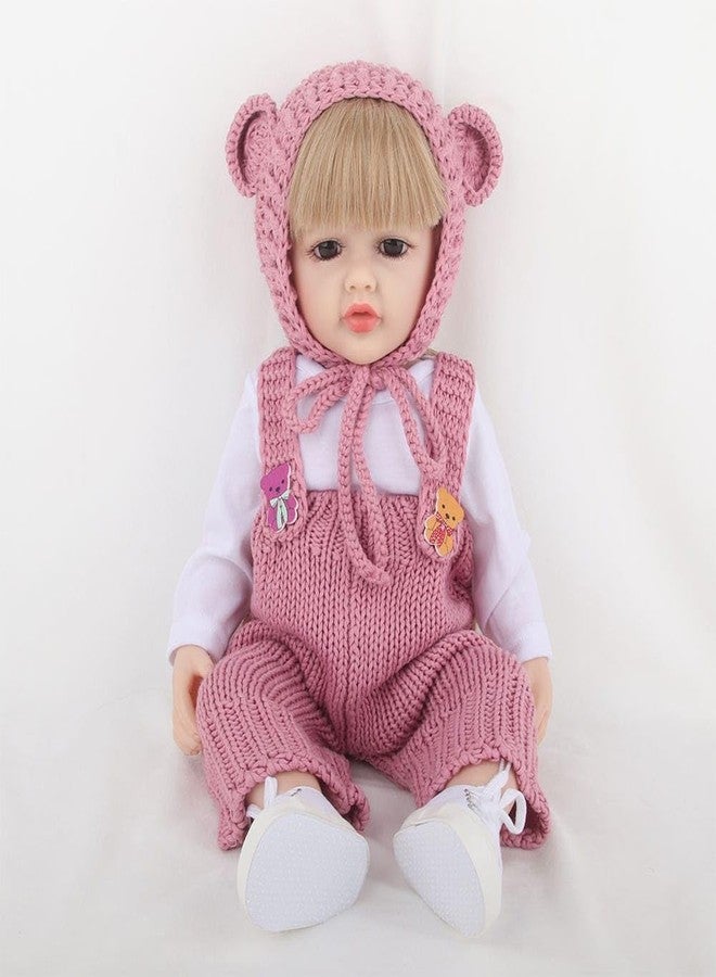 RABRA Reborn Baby Dolls Girl, 22" Beautiful Lifelike Doll Full Body Vinyl Silicone with Long Hair for Kids, Realistic Newborn Baby Doll with Feeding Toy for Birthday Christmas, Multicolor - Image 3